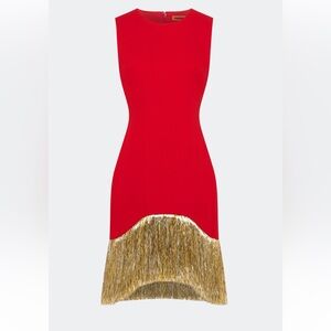 BOWIE FRINGE MINI DRESS IN LUCKY RED